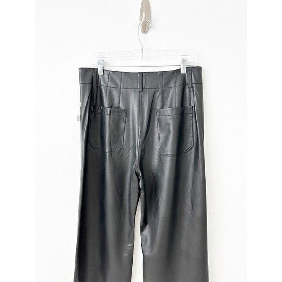 NWT Anthropologie Colette Cropped Wide-Leg Faux Leather Pants 32 Black - Picture 8 of 10